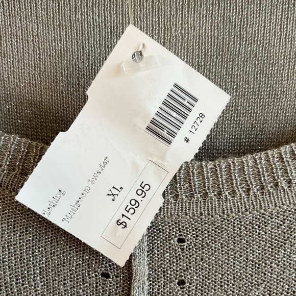 Simon Chang Sweater Silvery Gray Metallic Lightweight Tunic High-Low Knit XL NWT - Picture 5 of 12